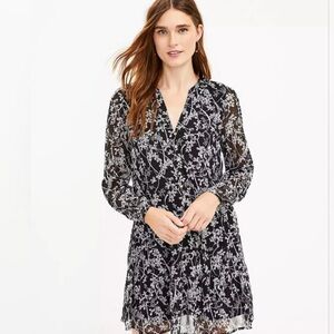 Loft Black and White Vine Drop Waist Shirtdress NWT